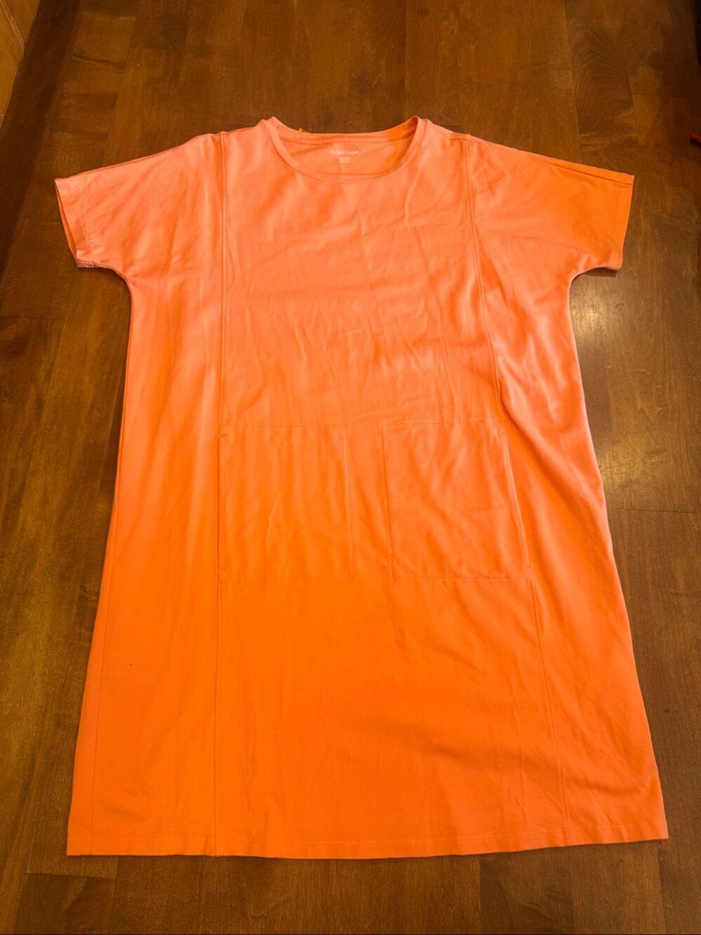 Eileen Fisher XXS Orange Organic Cotton Stretch T-Shirt Shift Dress Pockets